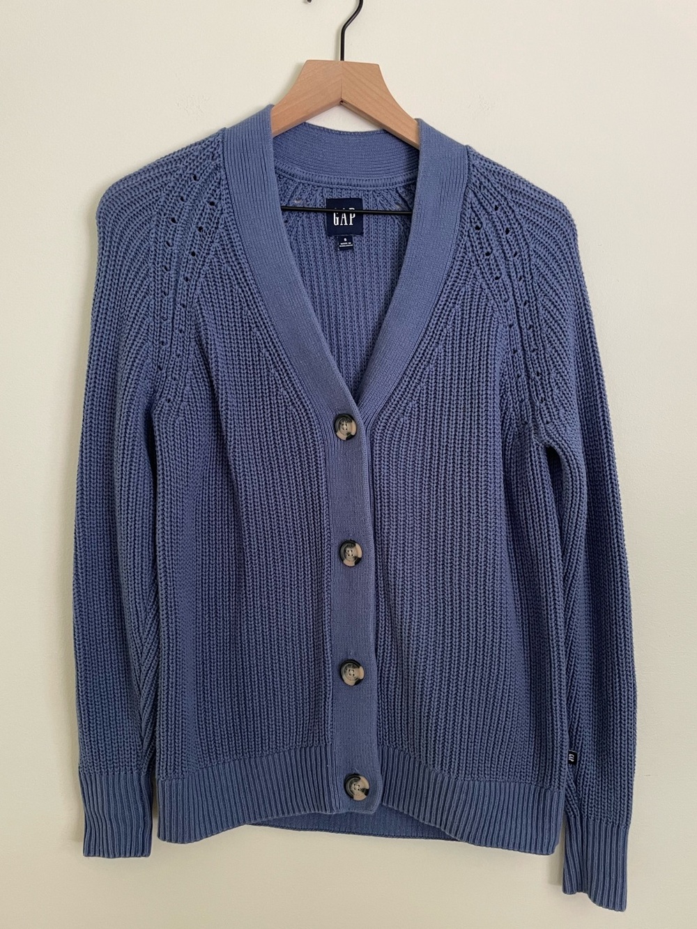 GAP Women’s Slate Blue 100% Cotton Knit Button-Front Cardigan